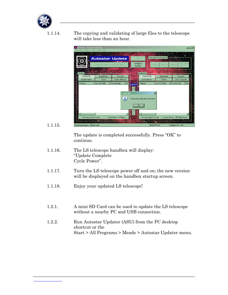 Meade Instruments ETX-LS Software Update Instructions User Manual | Page 6 / 20