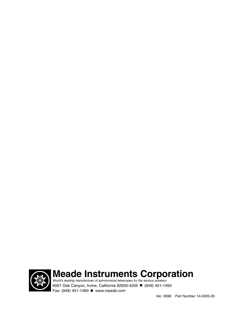 Meade instruments corporation | Meade Instruments 1697 Computer Drive System For LXD 650 and LXD 750 Mounts - Part 2 User Manual | Page 33 / 33