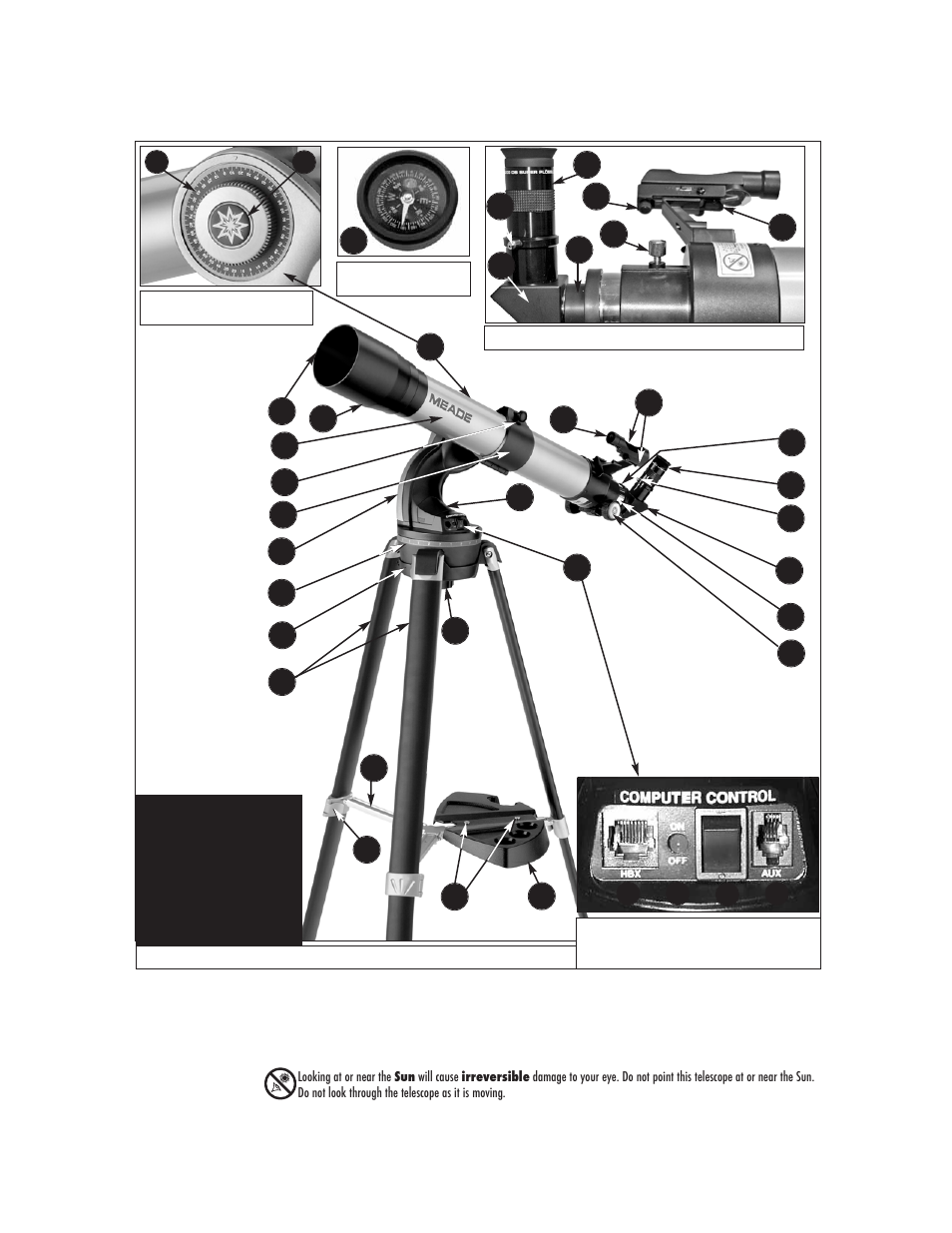 Assembly view: starnavigator refracting telescopes | Meade Instruments StarNavigator Series User Manual | Page 6 / 48