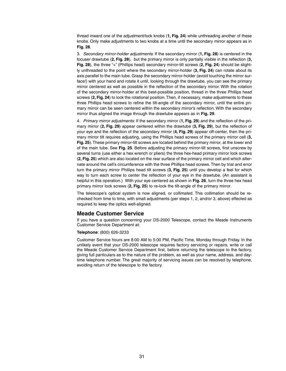 Meade customer service | Meade Instruments DS-2090AT-TC User Manual | Page 31 / 44