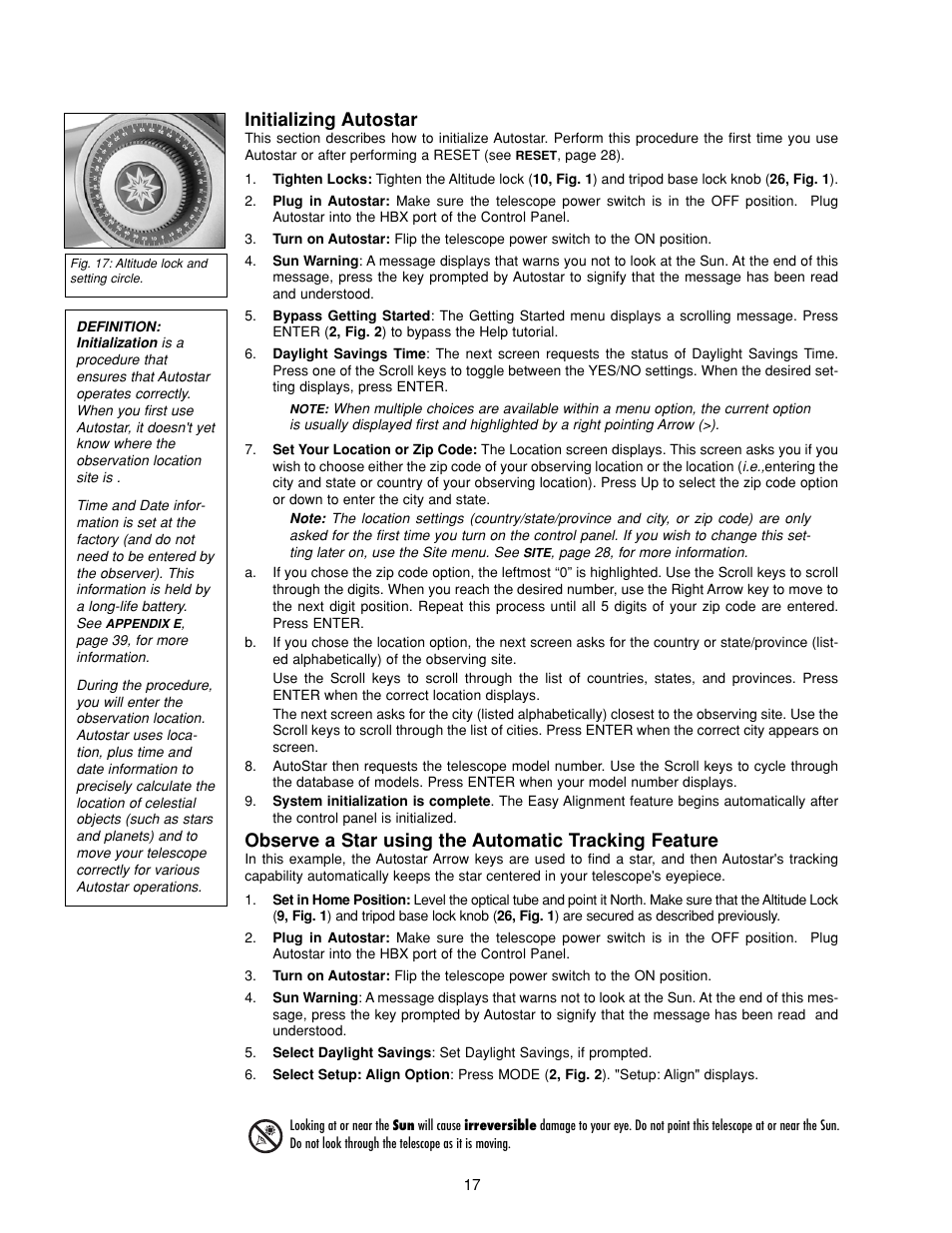 Initializing autostar | Meade Instruments DS-2000 Generation II Telescopes with LNT module User Manual | Page 17 / 48