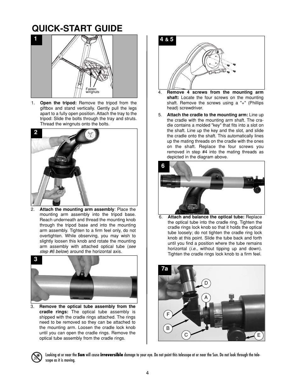 Quick-start guide | Meade Instruments DS-2000 Generation II Telescopes with LNT module User Manual | Page 4 / 48