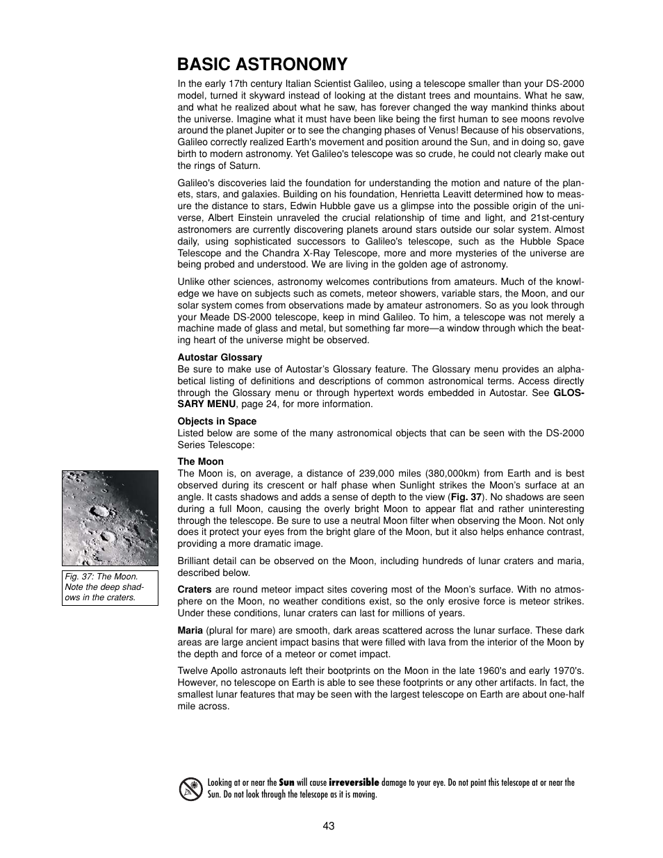 Basic astronomy | Meade Instruments DS-2000 Generation II Telescopes with LNT module User Manual | Page 43 / 48