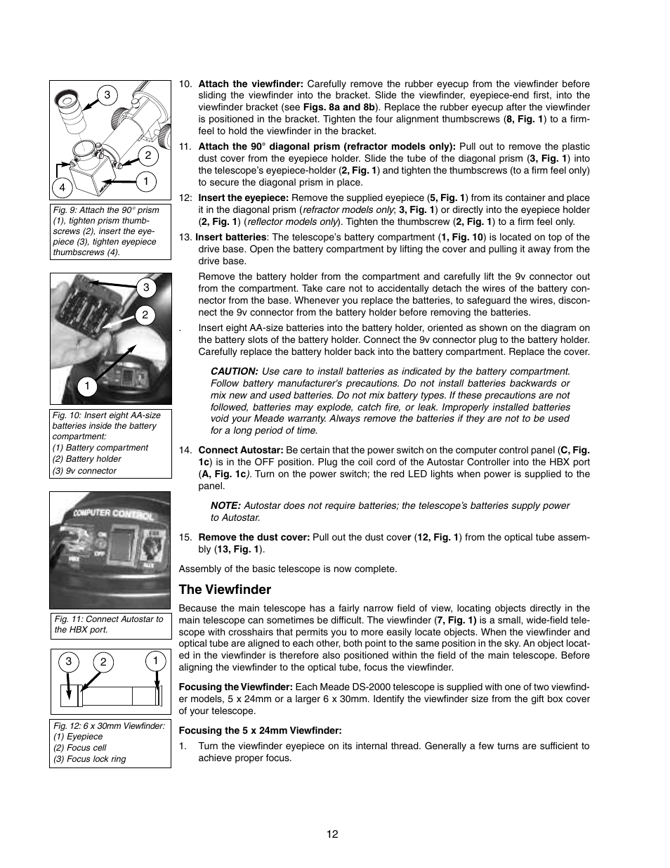 The viewfinder | Meade Instruments DS-2000 (2060,2070,2076,2114,2130) User Manual | Page 12 / 44