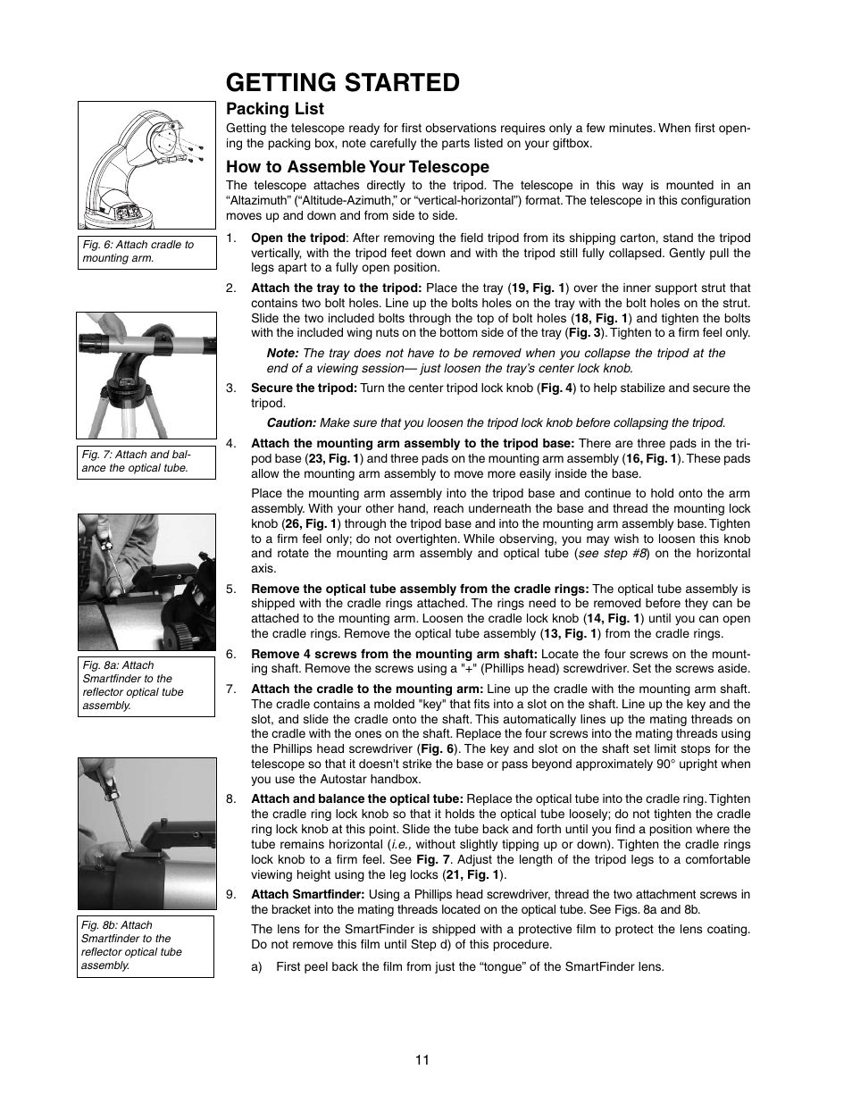 Getting started, Packing list, How to assemble your telescope | Meade Instruments DS-2000 LNT User Manual | Page 11 / 48