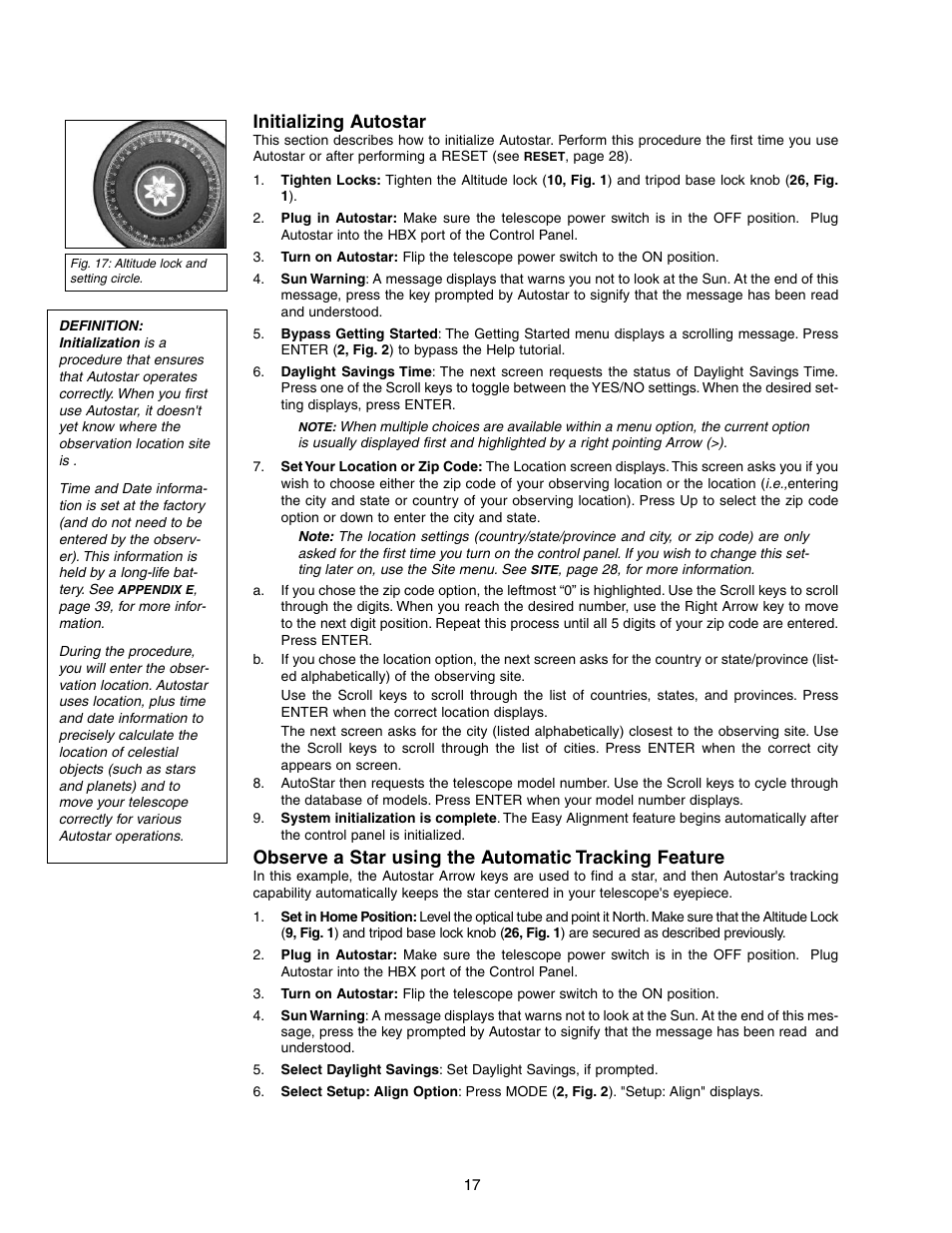 Initializing autostar | Meade Instruments DS-2000 LNT User Manual | Page 17 / 48