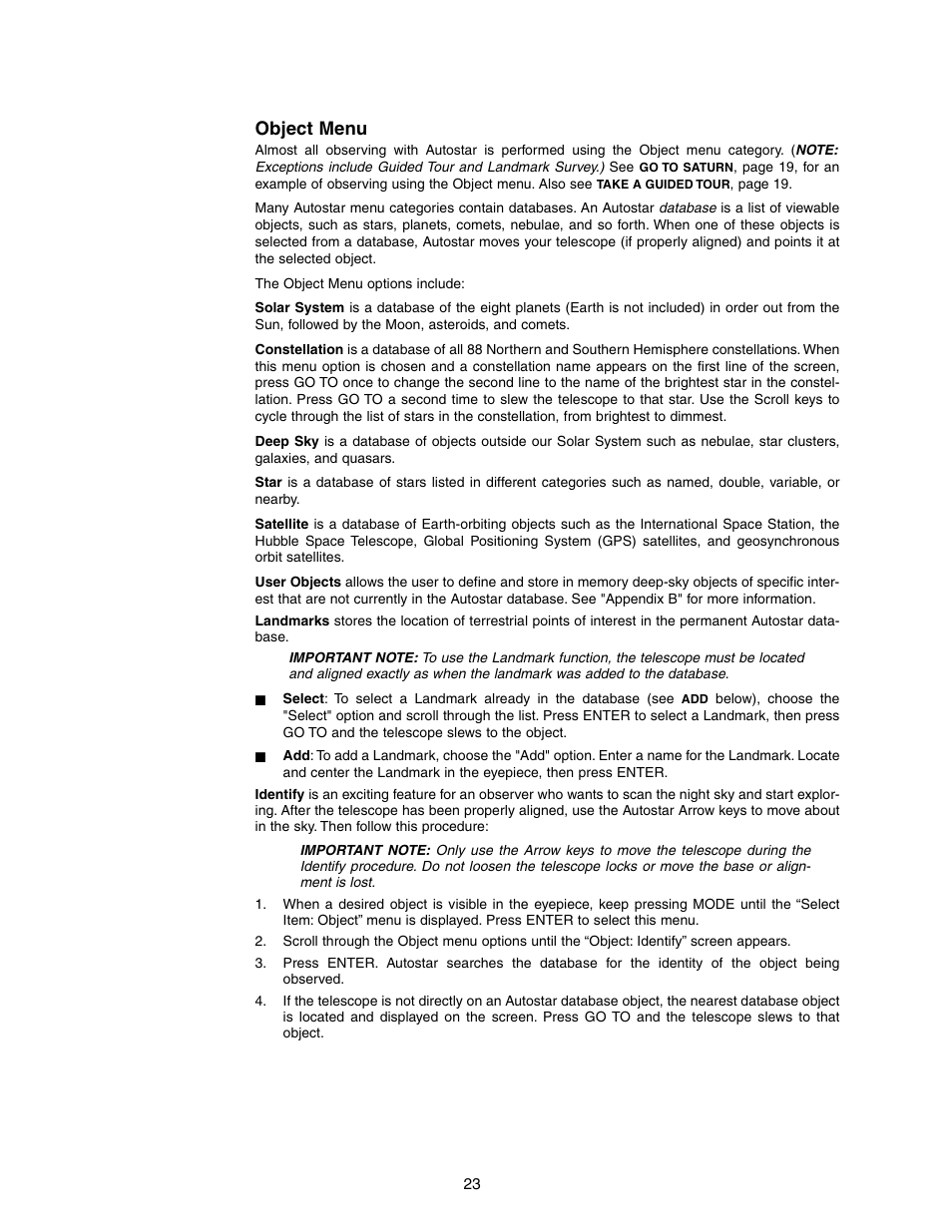 Object menu | Meade Instruments DS-2000 LNT User Manual | Page 23 / 48