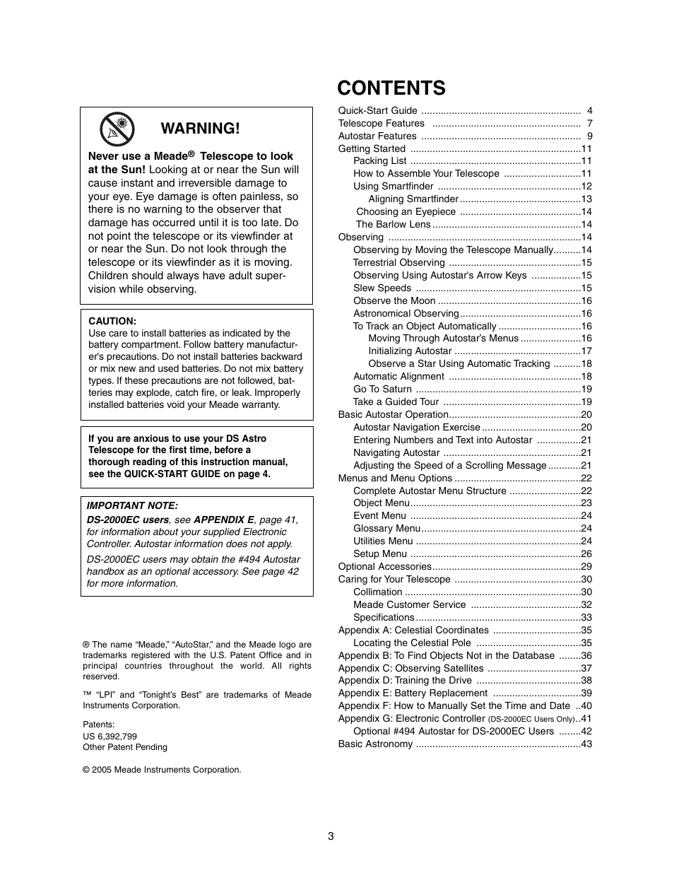 Meade Instruments DS-2000 LNT User Manual | Page 3 / 48