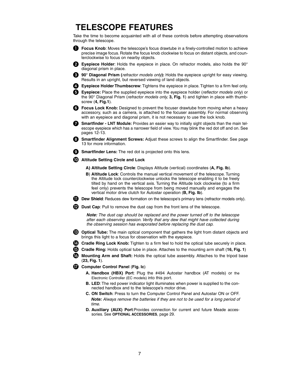 Telescope features | Meade Instruments DS-2000 LNT User Manual | Page 7 / 48