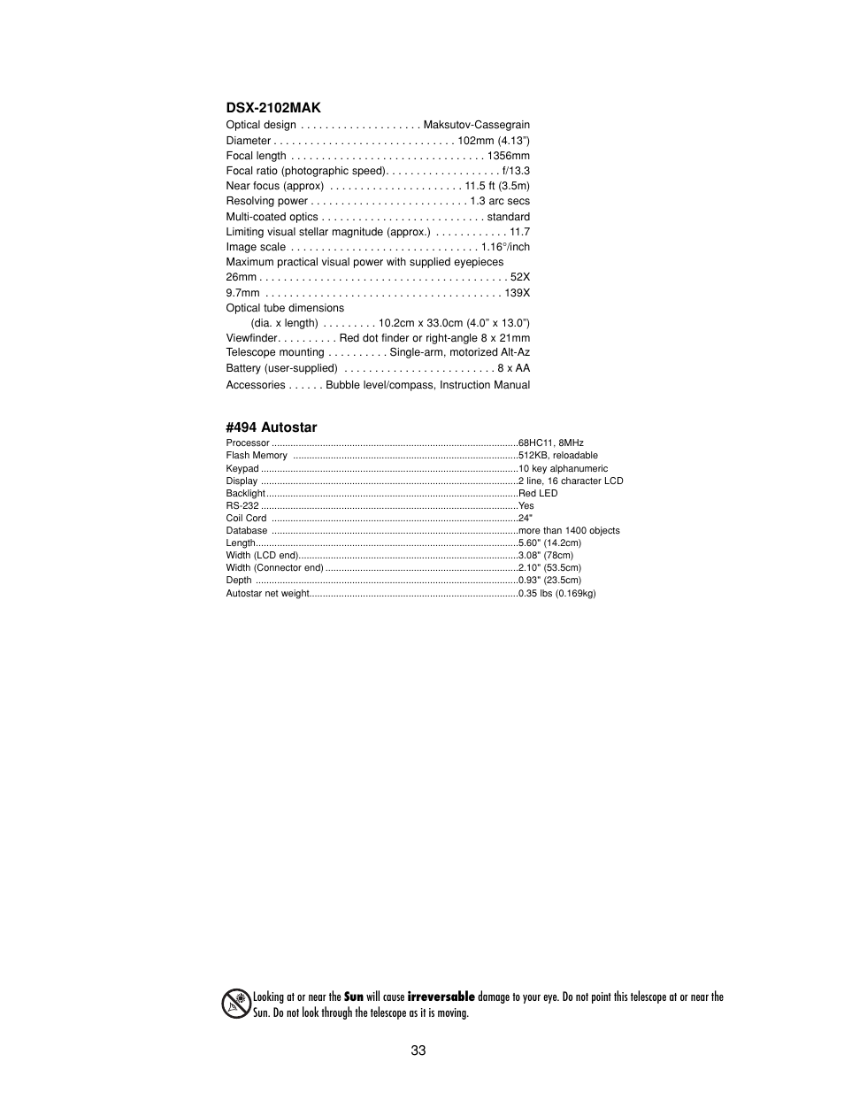 Meade Instruments DS-2000 MAK Generation II Maksutov-Cassegrain Telesopes User Manual | Page 33 / 44