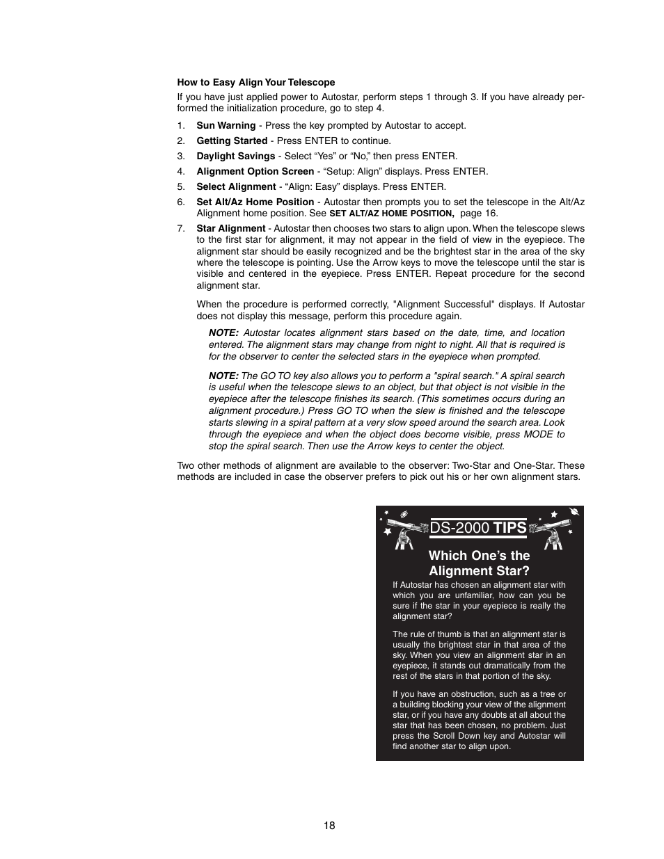 Ds-2000 tips, Which one’s the alignment star | Meade Instruments DS-2090 User Manual | Page 18 / 44