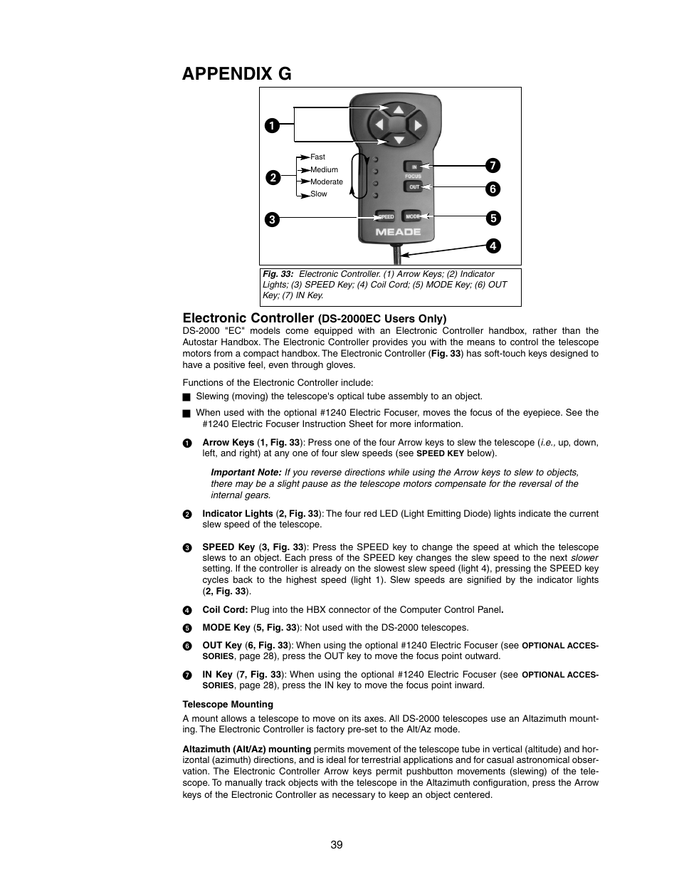 Appendix g, Electronic controller | Meade Instruments DS-2090 User Manual | Page 39 / 44