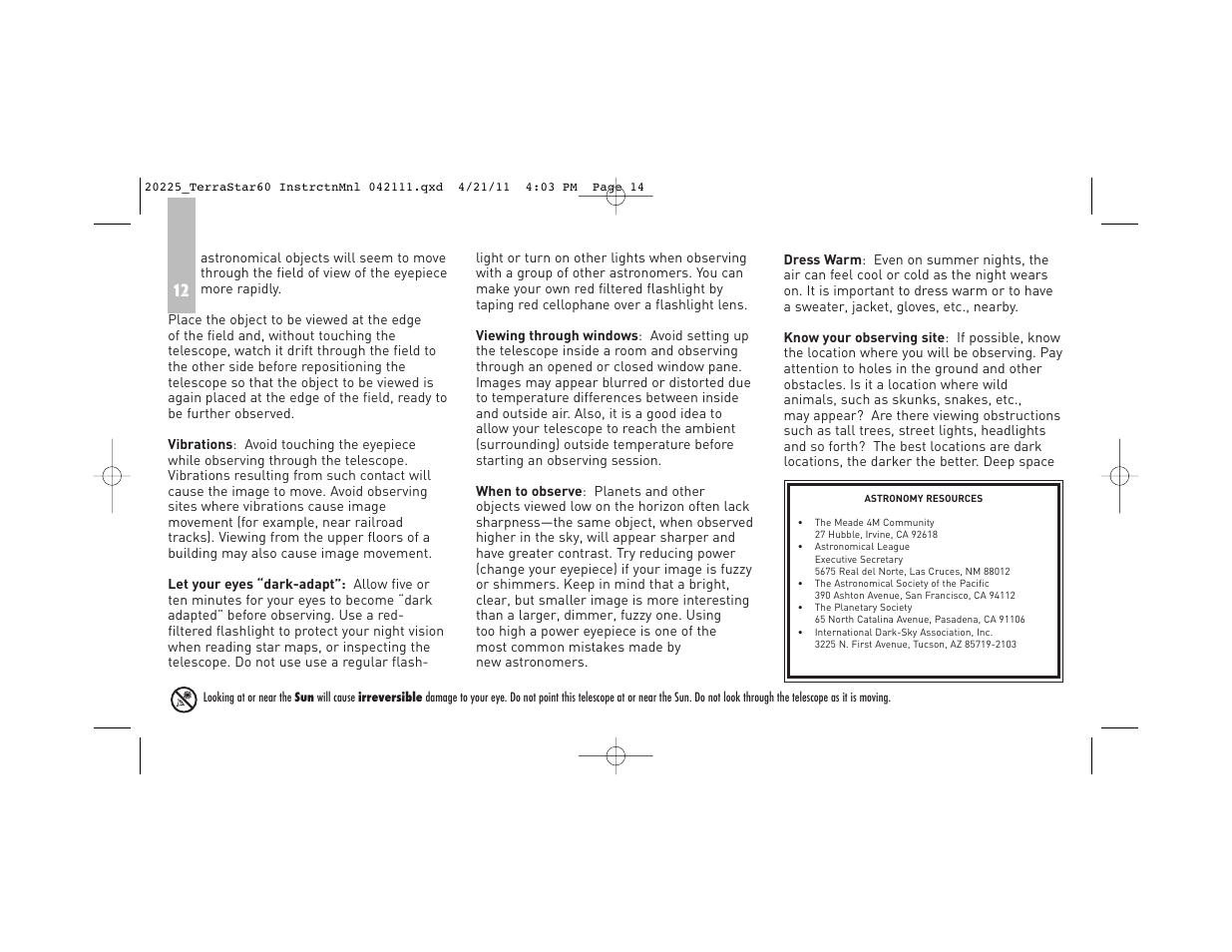 Meade Instruments TerraStar 60 User Manual | Page 14 / 24