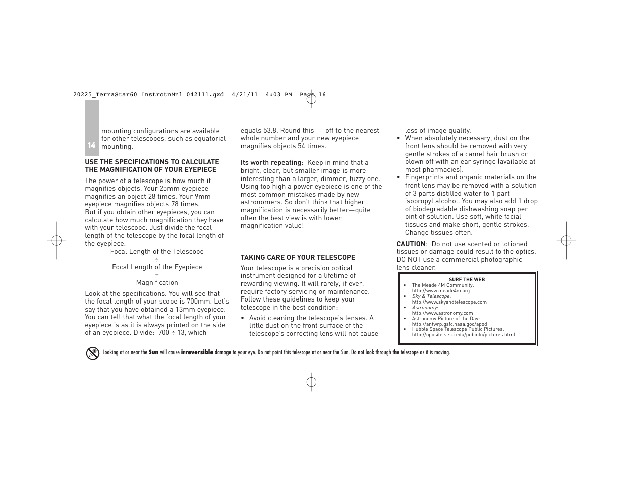 Meade Instruments TerraStar 60 User Manual | Page 16 / 24