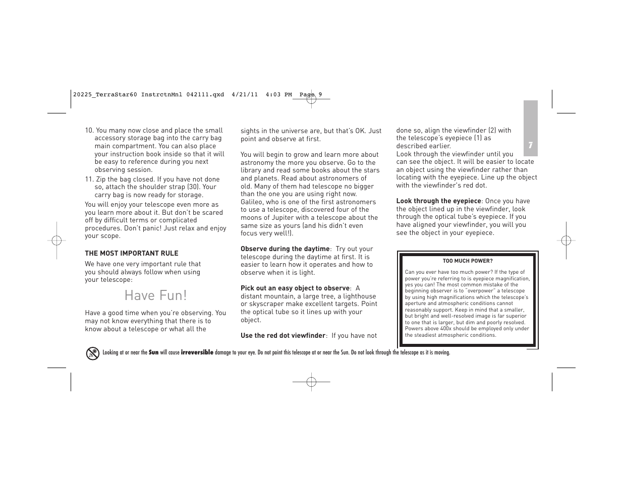 Have fun | Meade Instruments TerraStar 60 User Manual | Page 9 / 24
