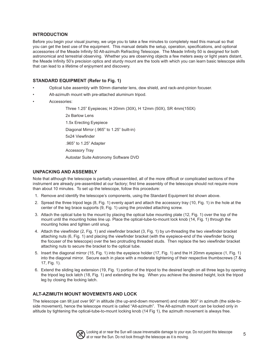 Meade Instruments Infinity 50AZ Refractor User Manual | Page 5 / 8