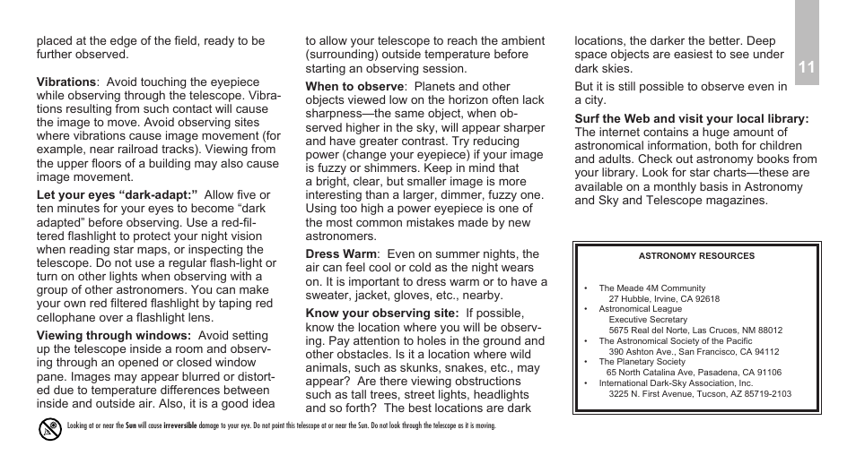 Meade Instruments Infinity 80, 90 and 102mm Refractor User Manual | Page 13 / 20