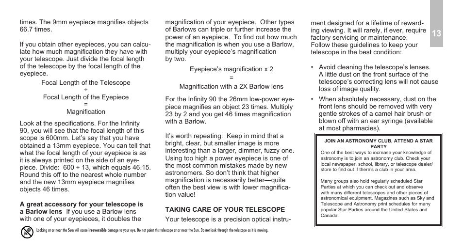 Meade Instruments Infinity 80, 90 and 102mm Refractor User Manual | Page 15 / 20