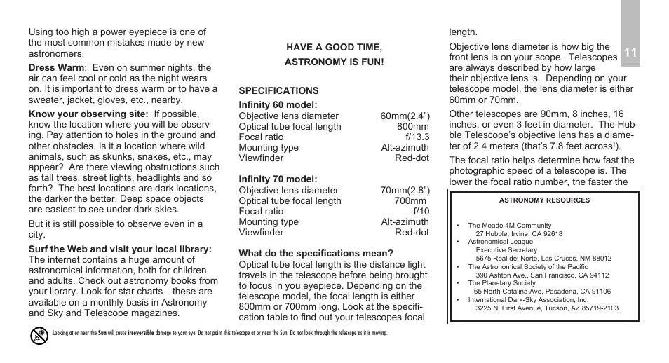 Meade Instruments Infinity 70AZ User Manual | Page 13 / 20