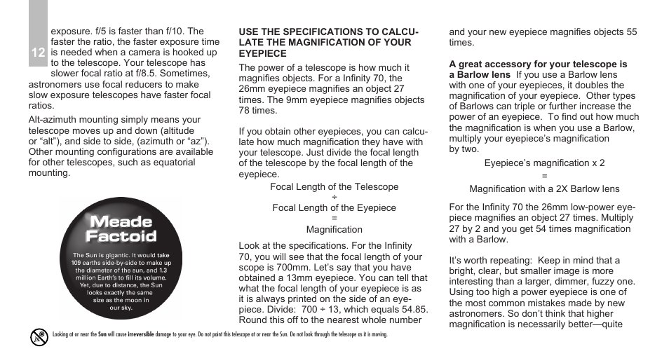 Meade Instruments Infinity 70AZ User Manual | Page 14 / 20