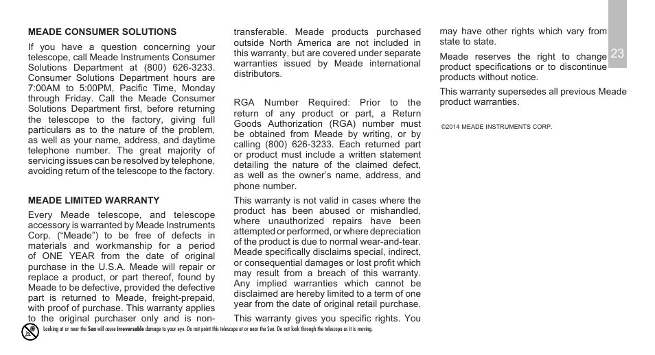 Meade Instruments Polaris Series User Manual | Page 25 / 28