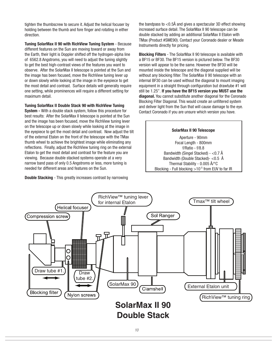 Solarmax ii 90 double stack | Meade Instruments Coronado SolarMax II Series User Manual | Page 10 / 20