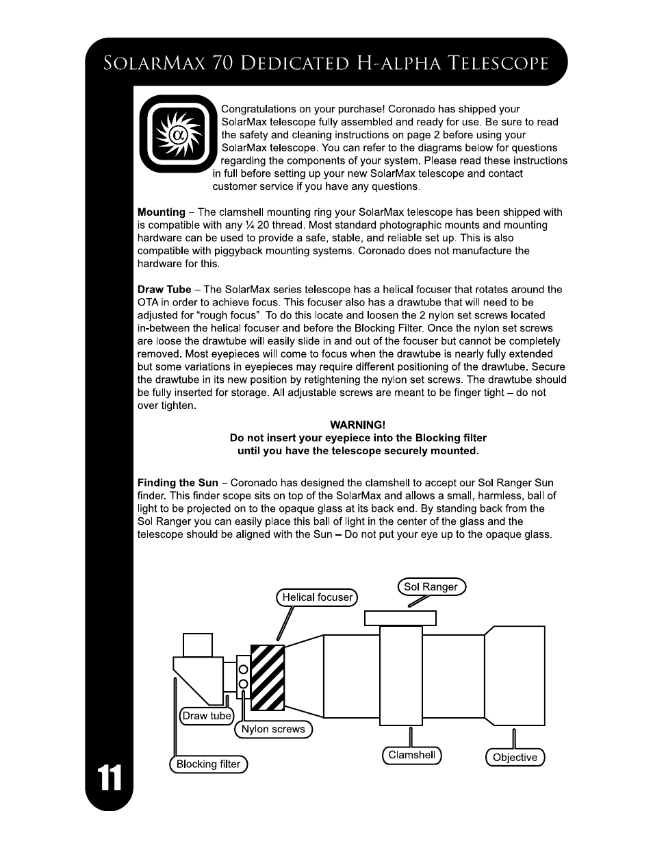 Meade Instruments Coronado SolarMax Series User Manual | Page 14 / 24