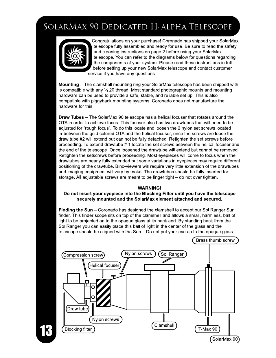 Meade Instruments Coronado SolarMax Series User Manual | Page 16 / 24