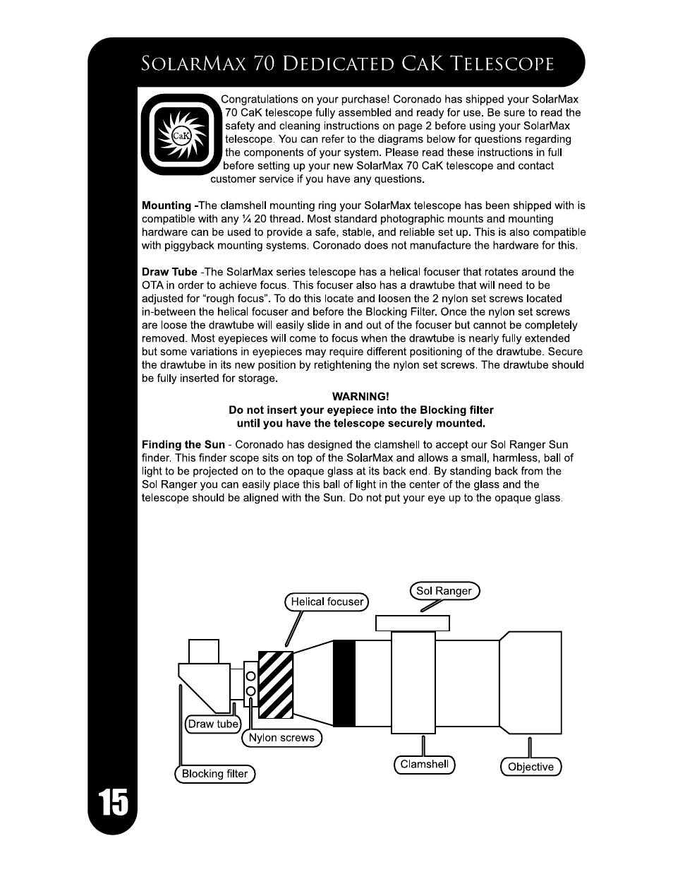 Meade Instruments Coronado SolarMax Series User Manual | Page 18 / 24