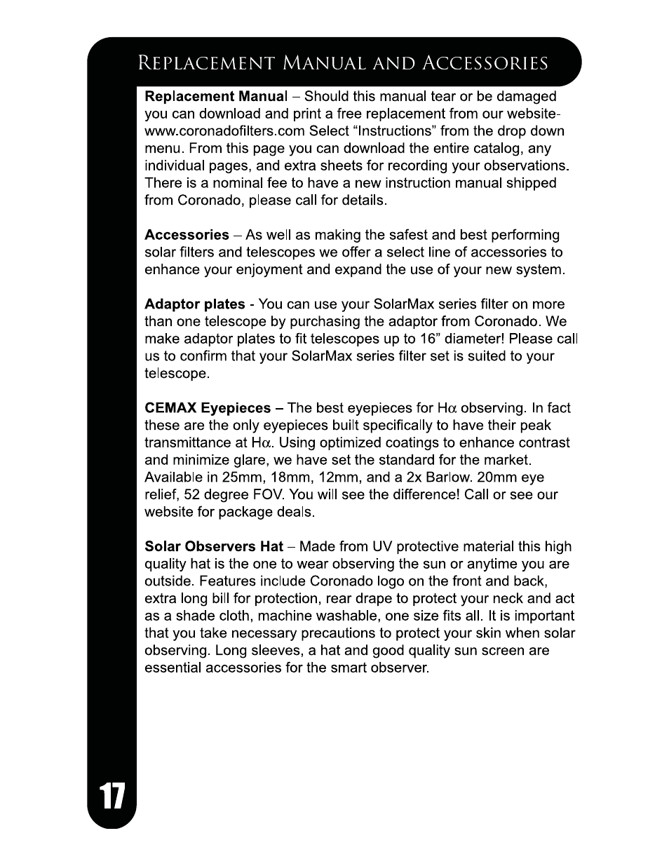 Meade Instruments Coronado SolarMax Series User Manual | Page 20 / 24