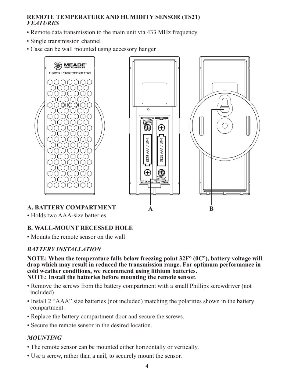 Meade Instruments TE256W User Manual | Page 4 / 15