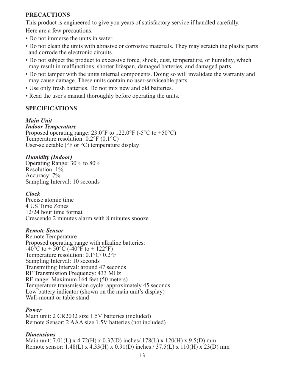 Meade Instruments TE346W User Manual | Page 13 / 16