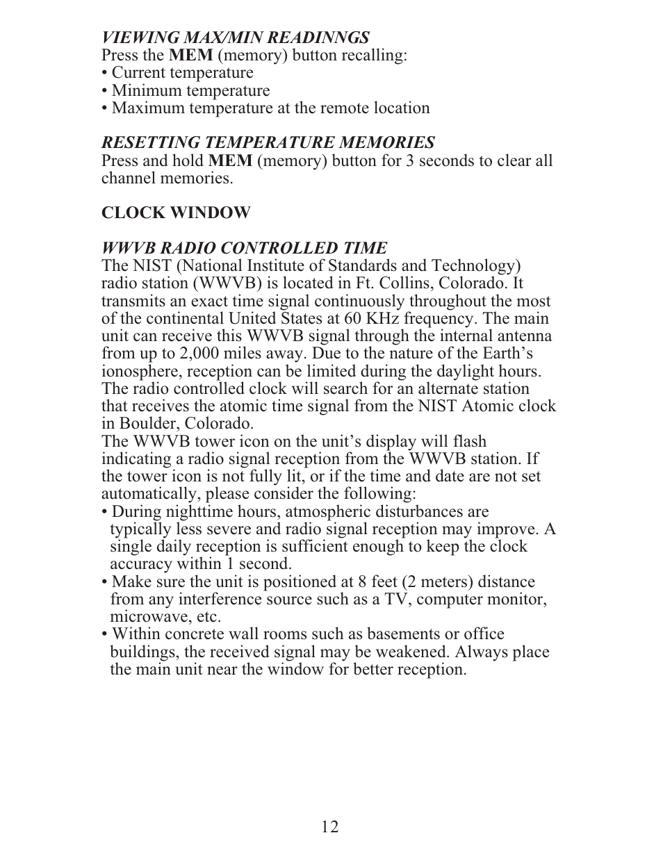 Meade Instruments TE388W User Manual | Page 12 / 21