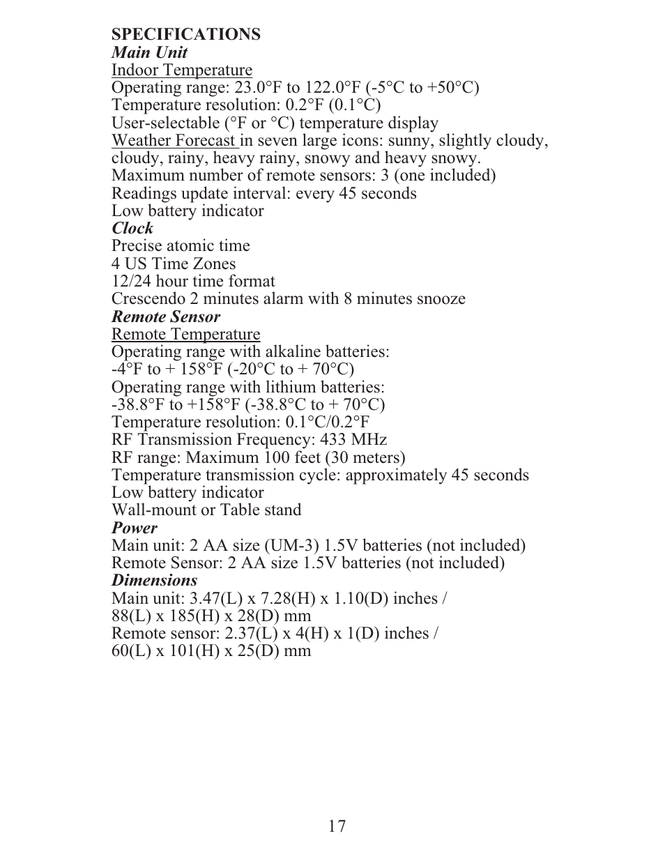 Meade Instruments TE388W User Manual | Page 17 / 21