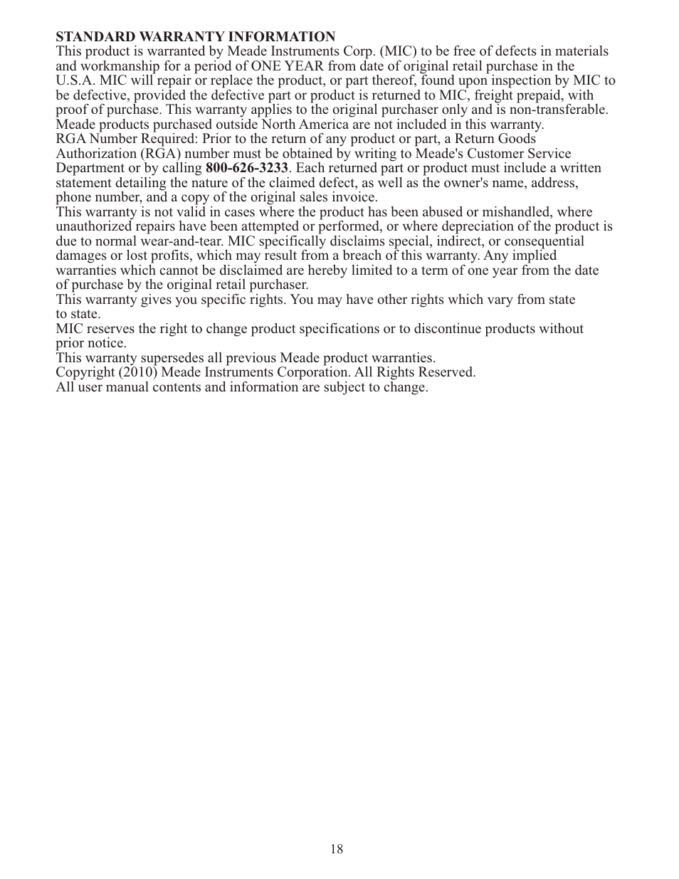 Meade Instruments TE636W User Manual | Page 18 / 19
