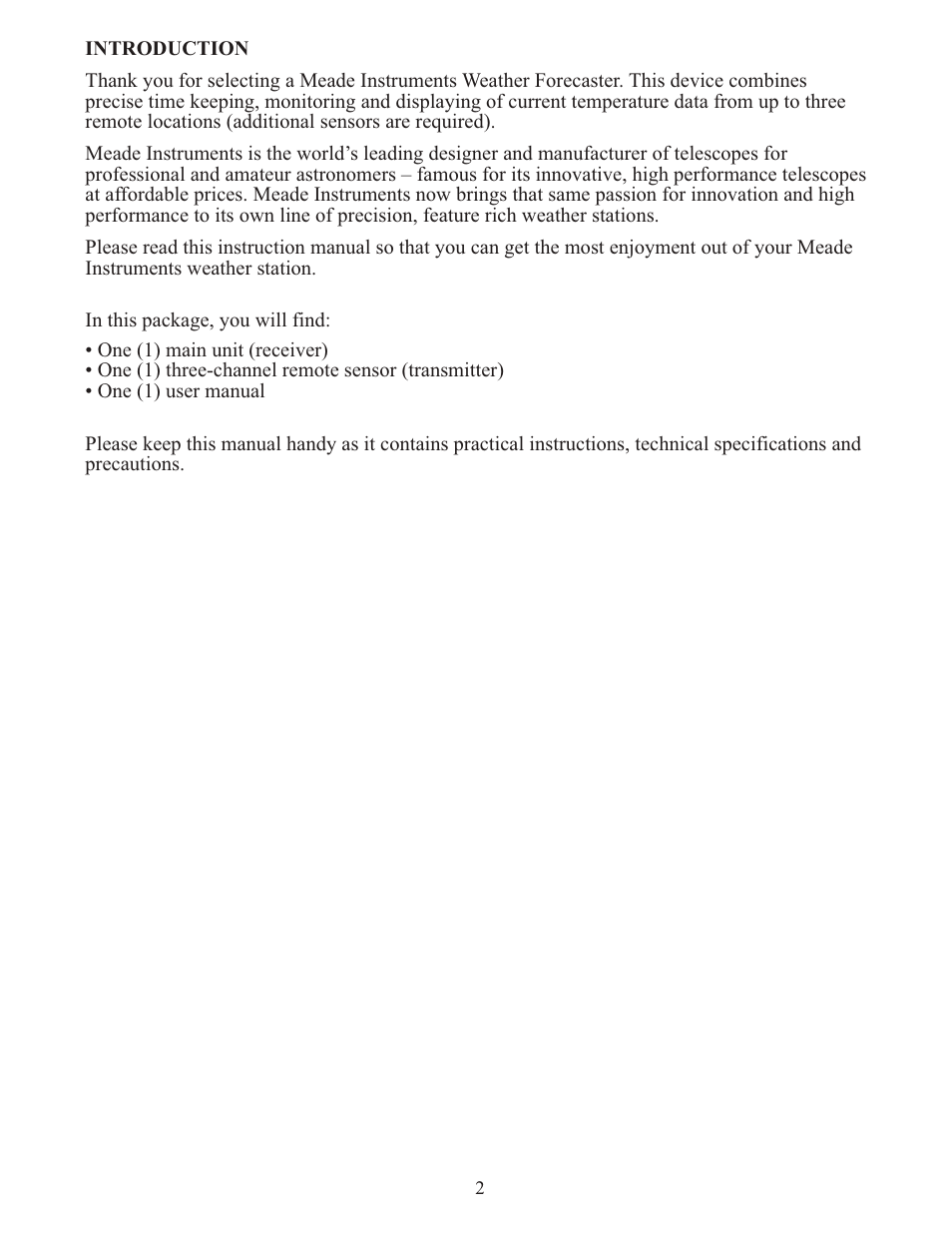 Meade Instruments TE653ELW-M User Manual | Page 2 / 24