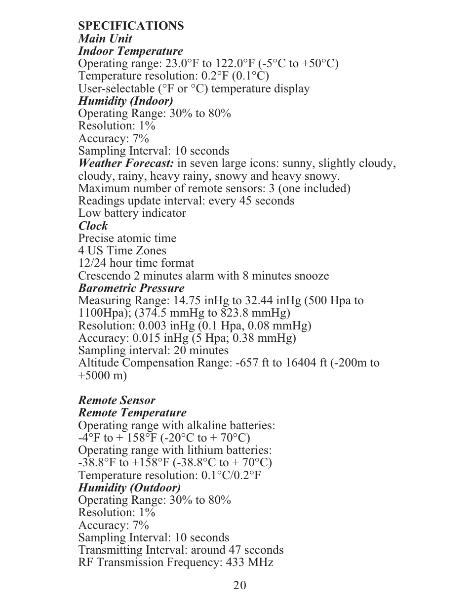 Meade Instruments TE688W User Manual | Page 20 / 24