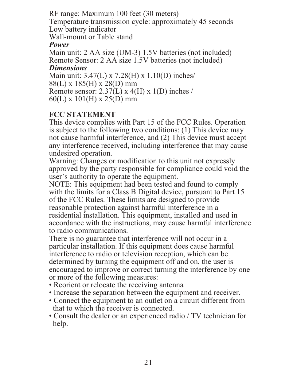 Meade Instruments TE688W User Manual | Page 21 / 24