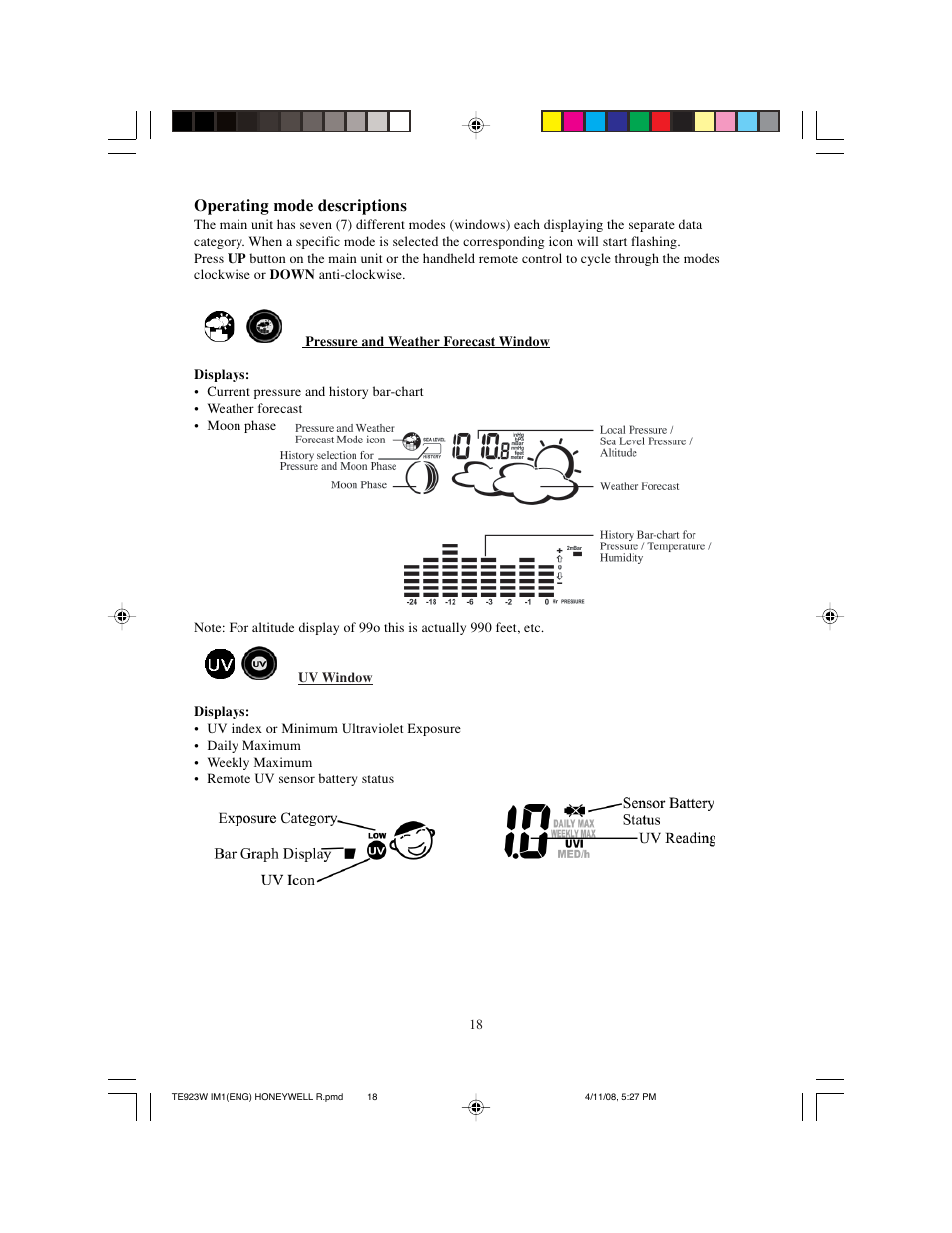 Operating mode descriptions | Meade Instruments TE923W-M User Manual | Page 18 / 44