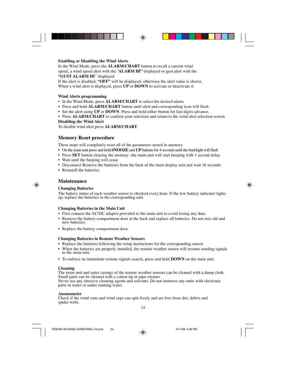 Maintenance | Meade Instruments TE923W-M User Manual | Page 34 / 44