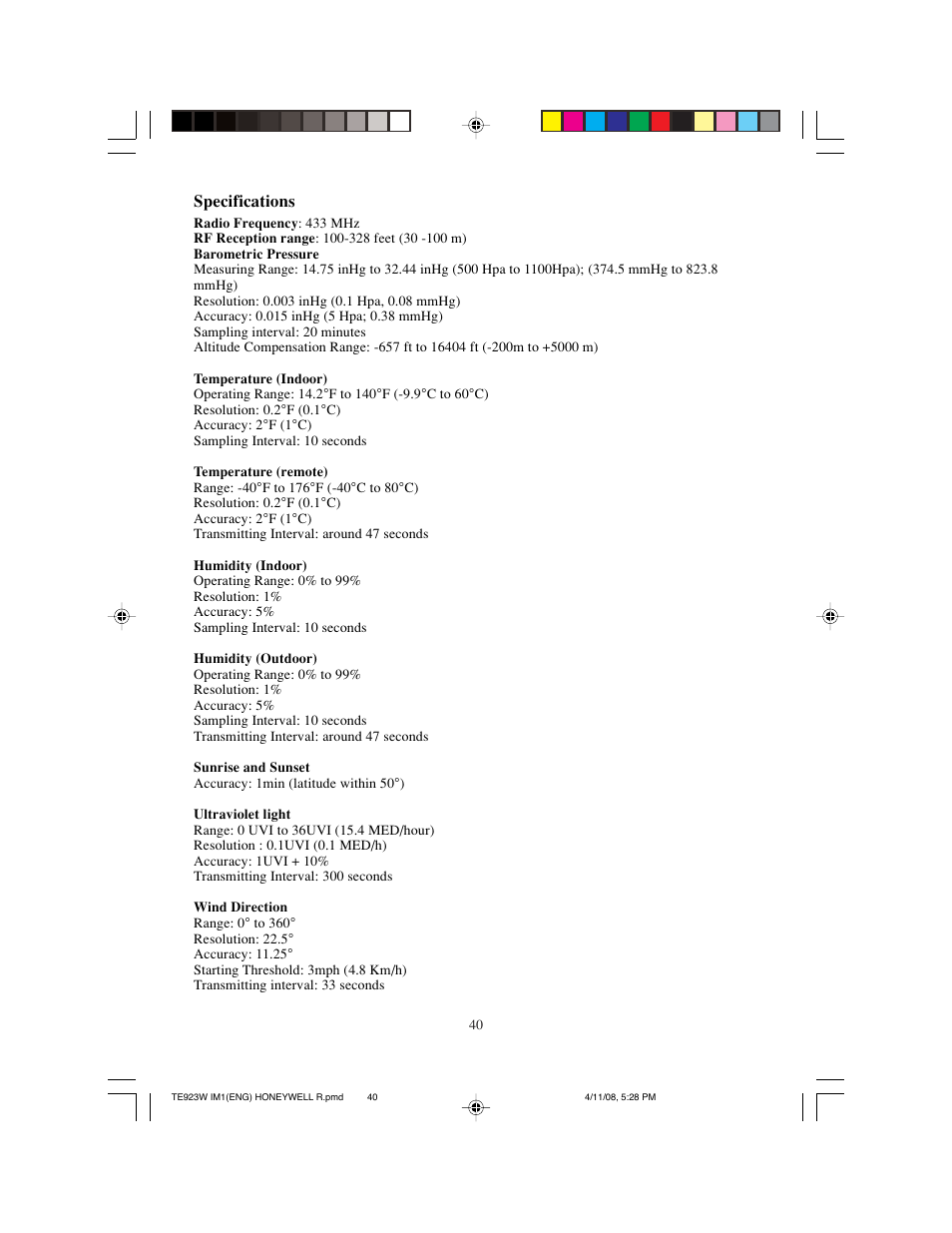 Meade Instruments TE923W-M User Manual | Page 40 / 44