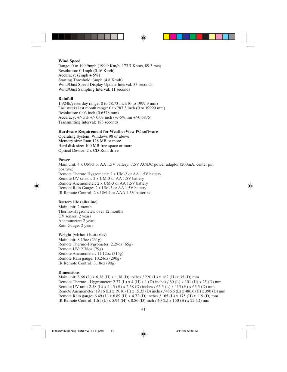 Meade Instruments TE923W-M User Manual | Page 41 / 44