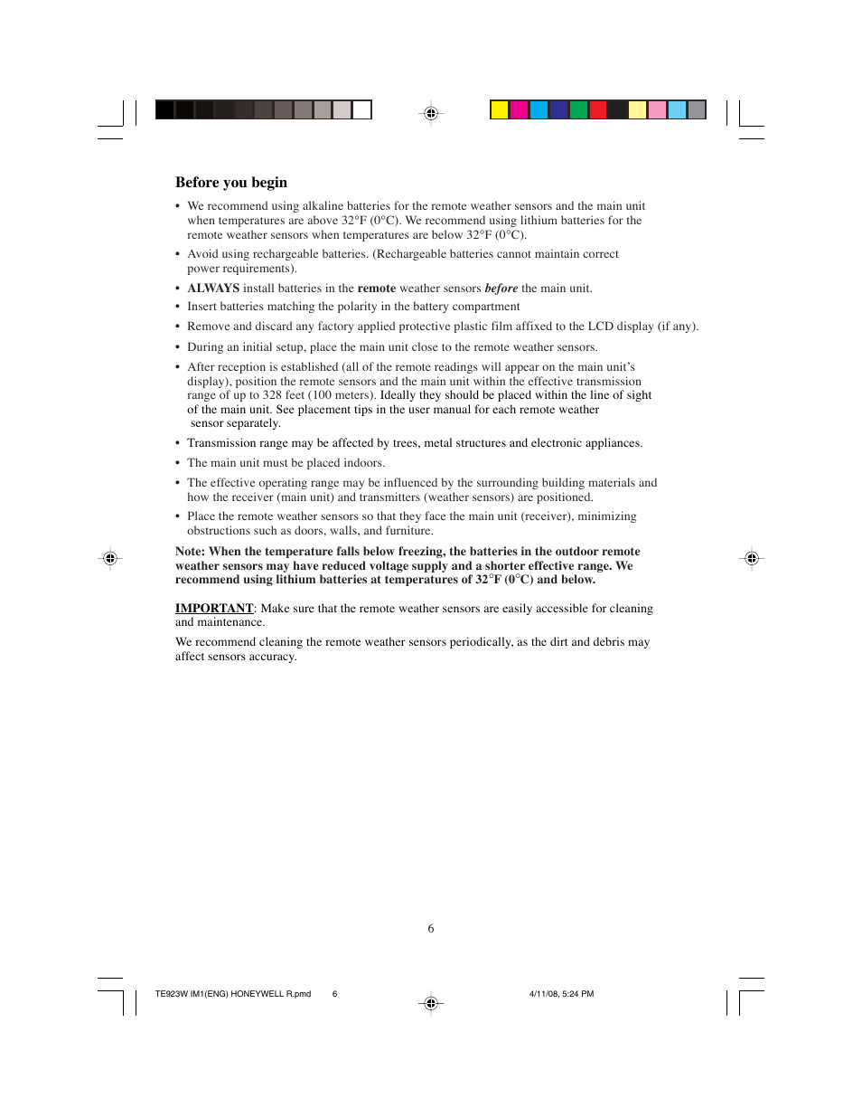 Before you begin | Meade Instruments TE923W-M User Manual | Page 6 / 44