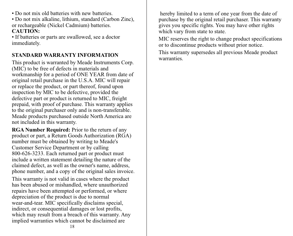 Meade Instruments TM005X-M User Manual | Page 10 / 10