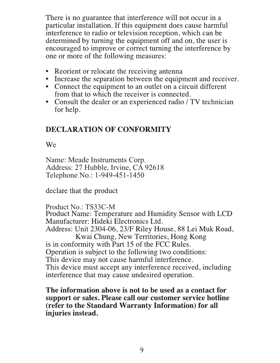 Meade Instruments TE33C-M User Manual | Page 9 / 12