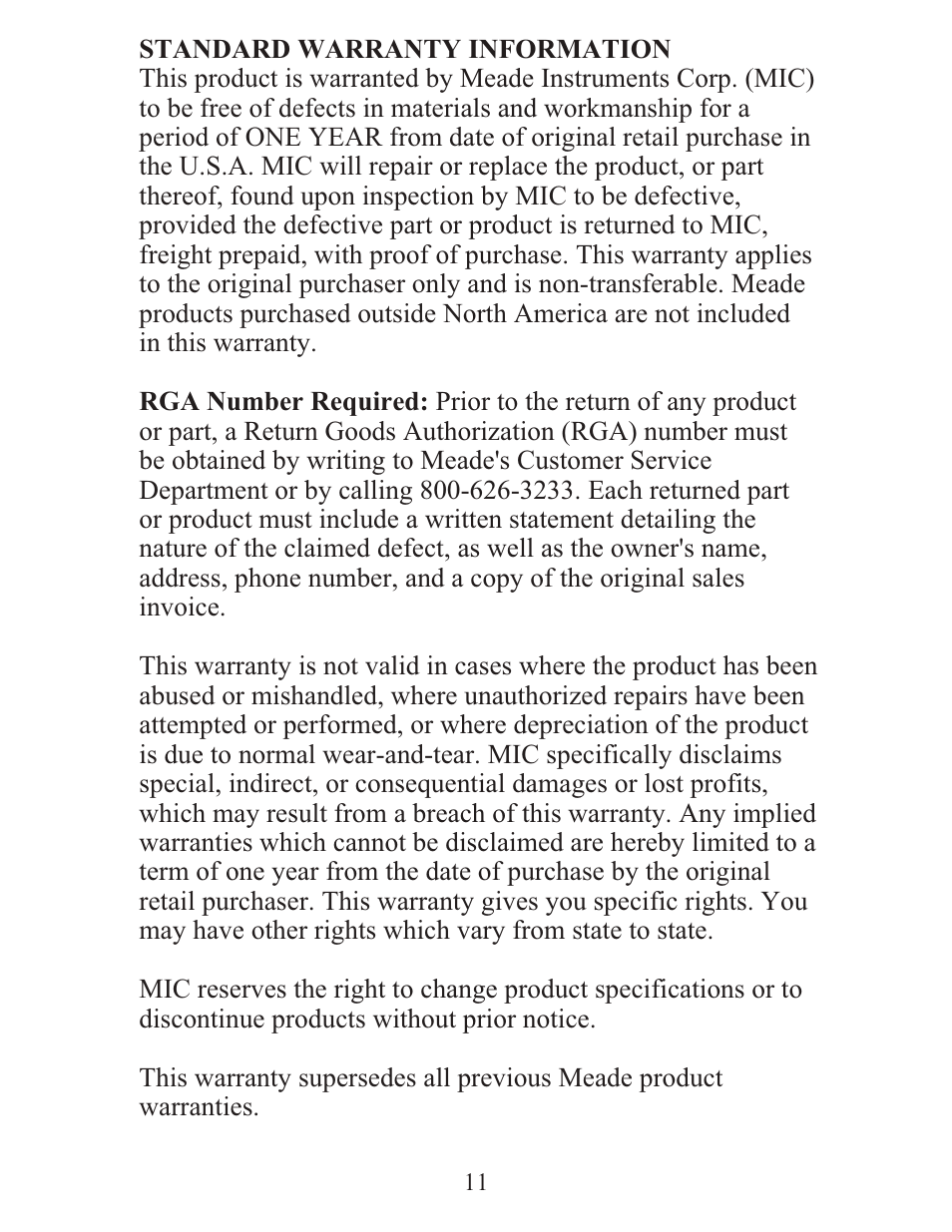 Meade Instruments TS33F-M User Manual | Page 11 / 12