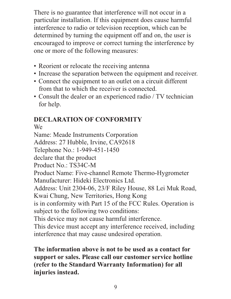 Meade Instruments TS34C-M User Manual | Page 9 / 12