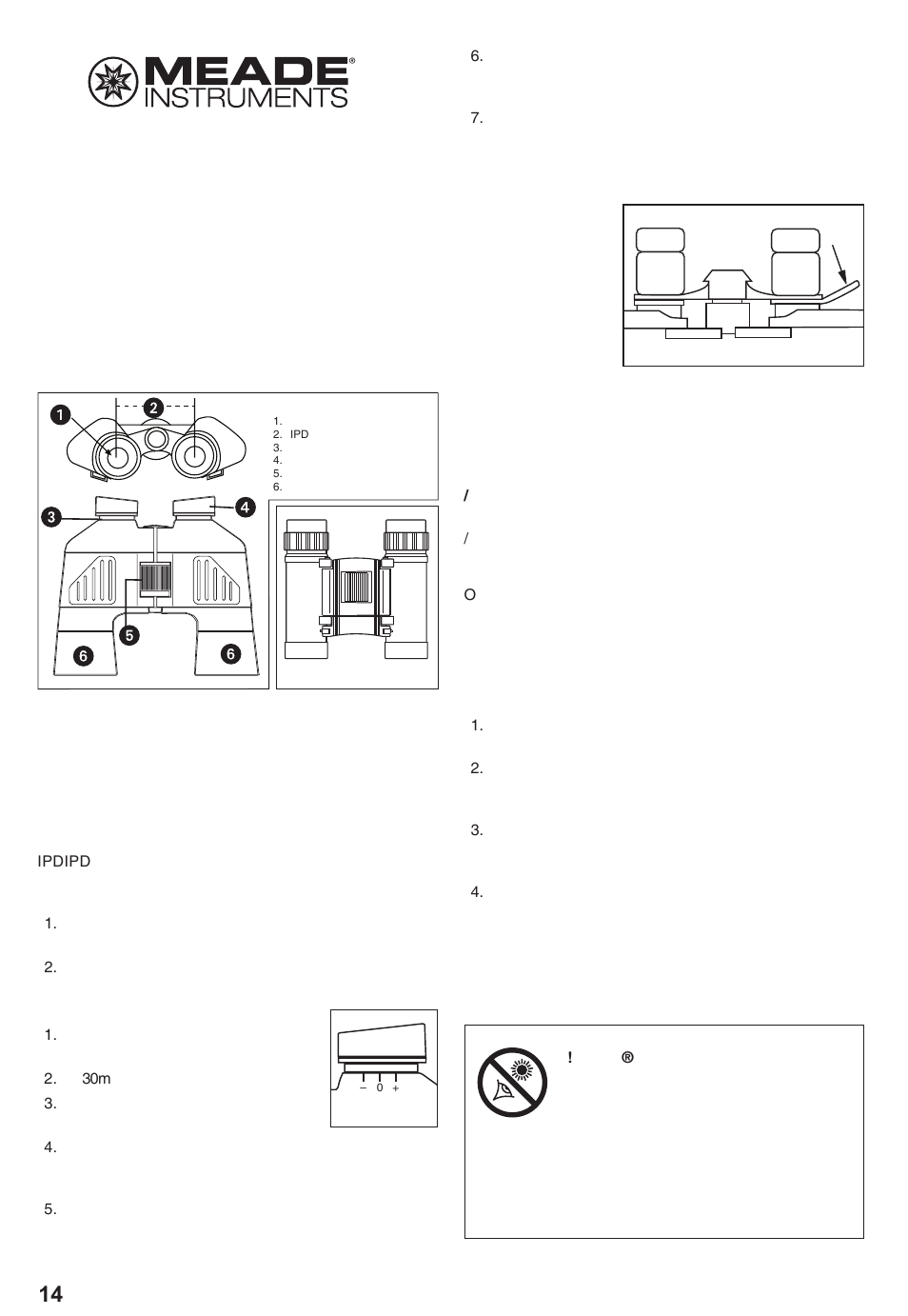 7x50, Meade, 14 ミード双眼鏡の適切な取り扱いと手入れ の方法 | Meade Instruments Meade Binocular User Manual | Page 14 / 16