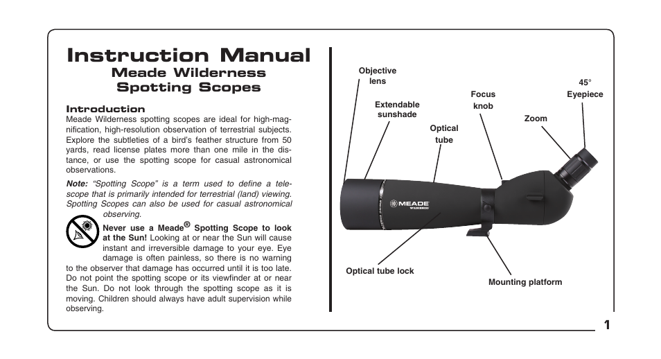Meade Instruments Wilderness Spotting Scope User Manual | 4 pages