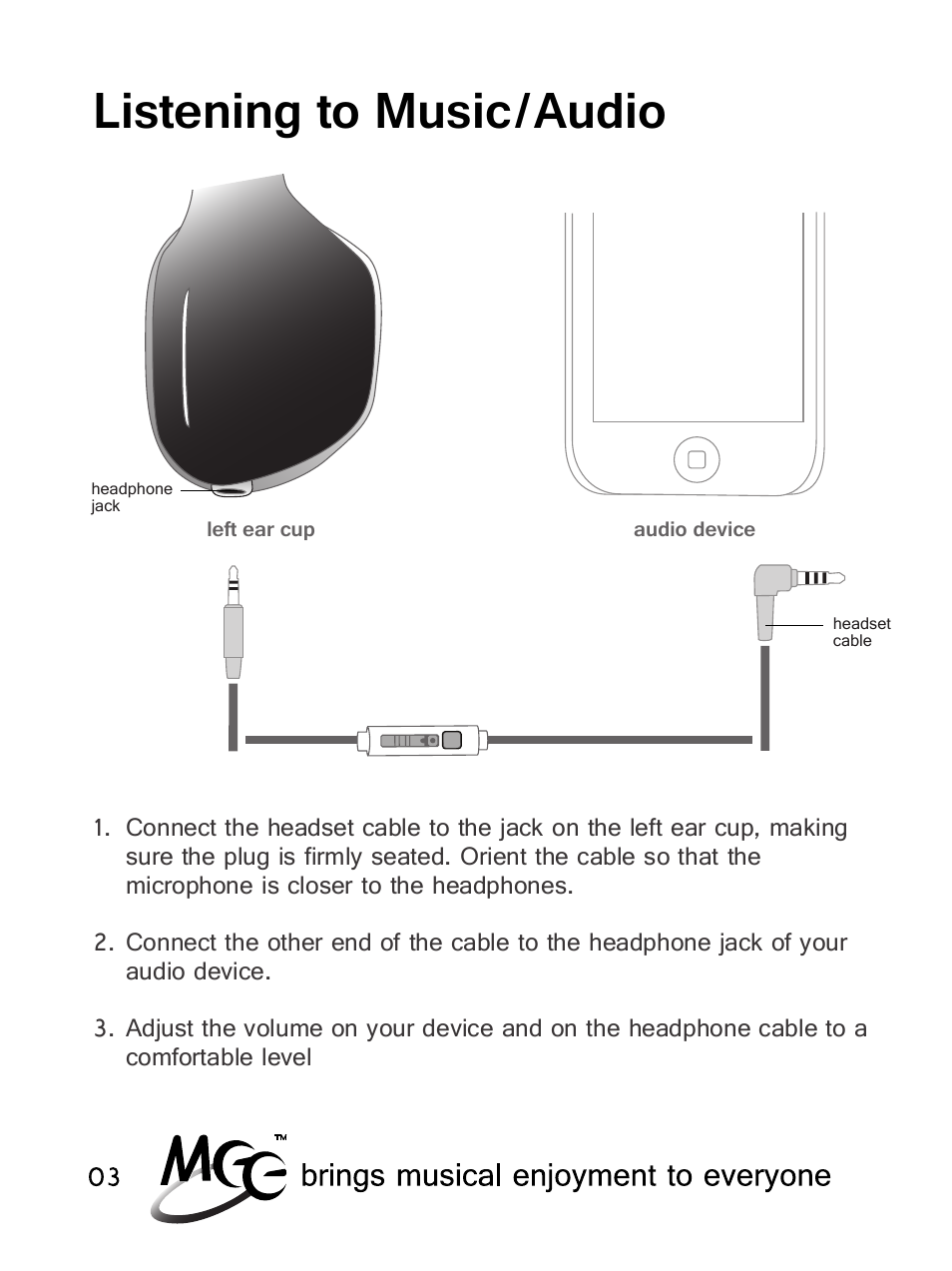 Listening to music/audio | MEElectronics Atlas IML Graphics User Manual | Page 6 / 15